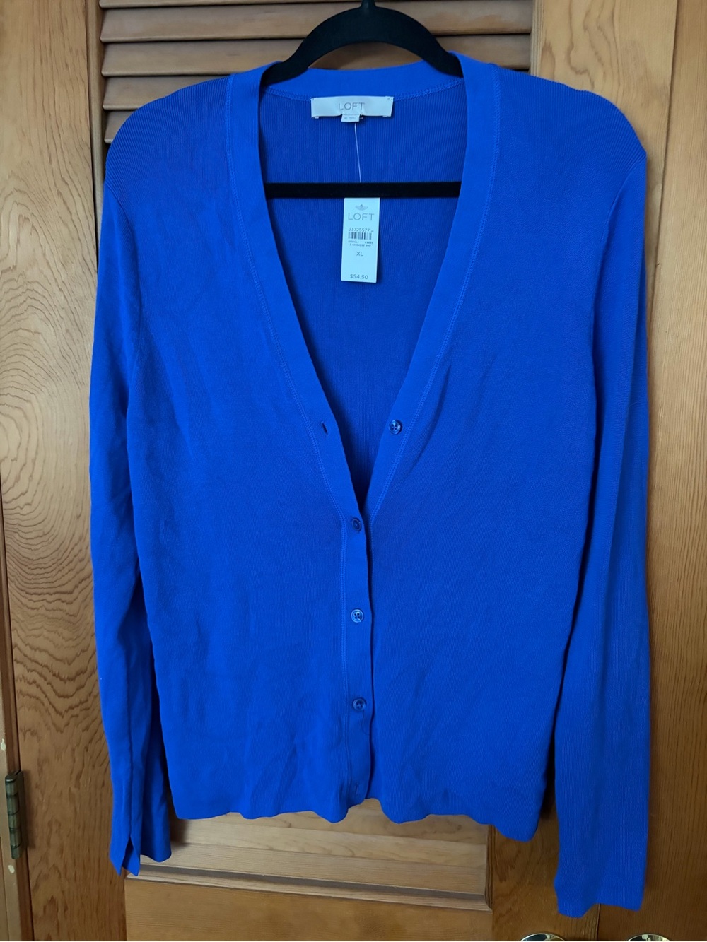 LOFT vneck Button-Front Cardigan in blue size XL NWT